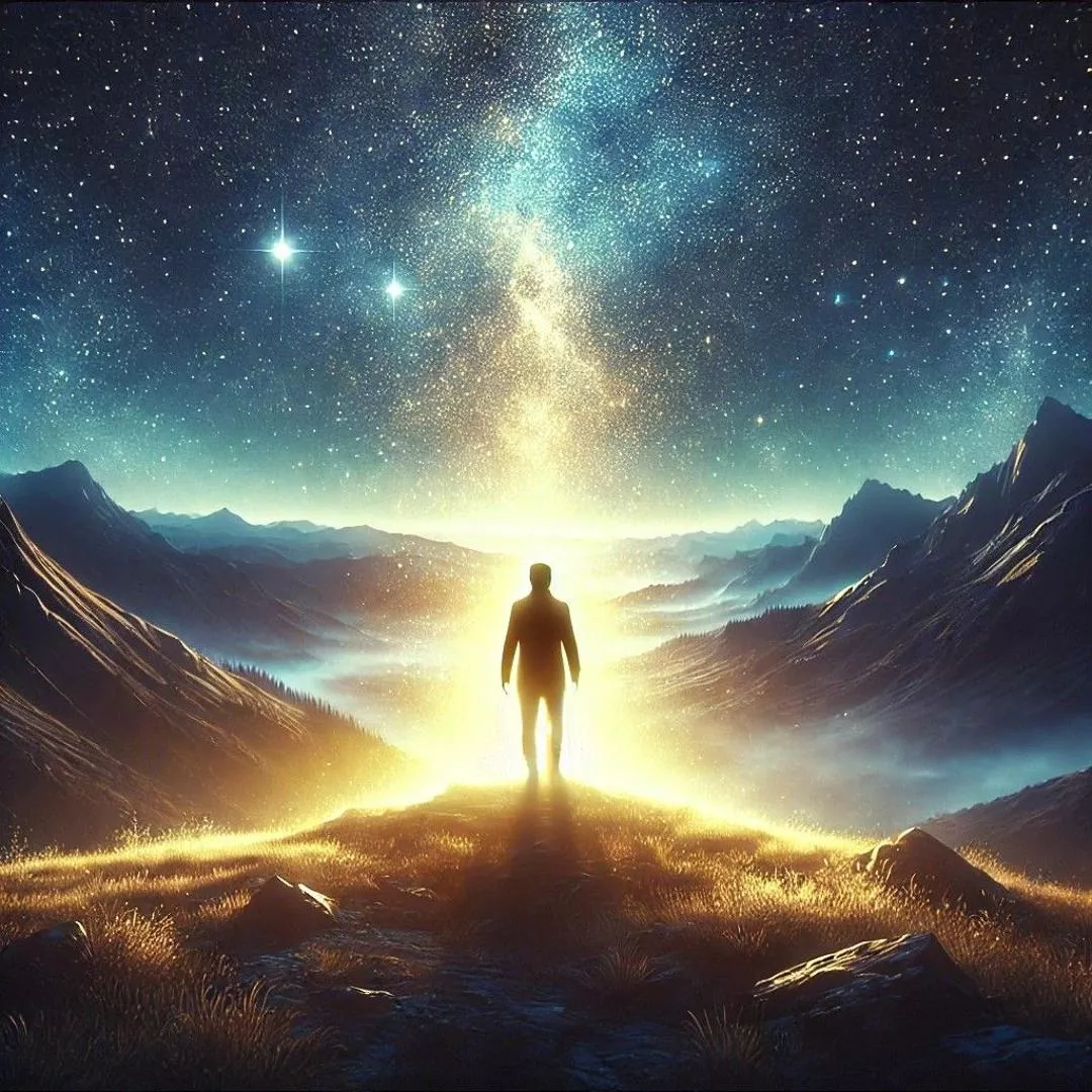 Mensch mit Sternenhimmel