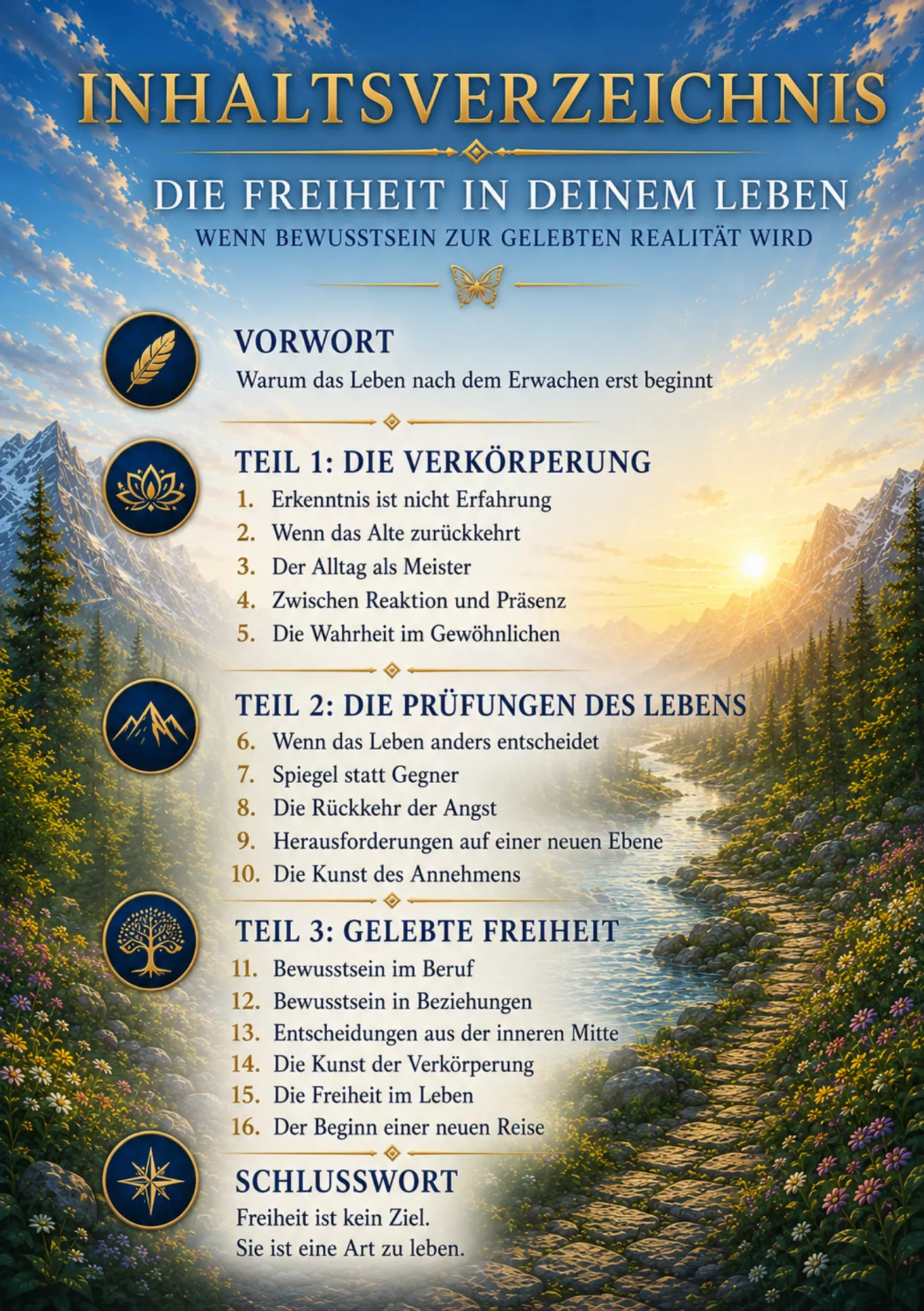 Inhaltsverzeichnis "Die Freiheit in Deinem Leben"