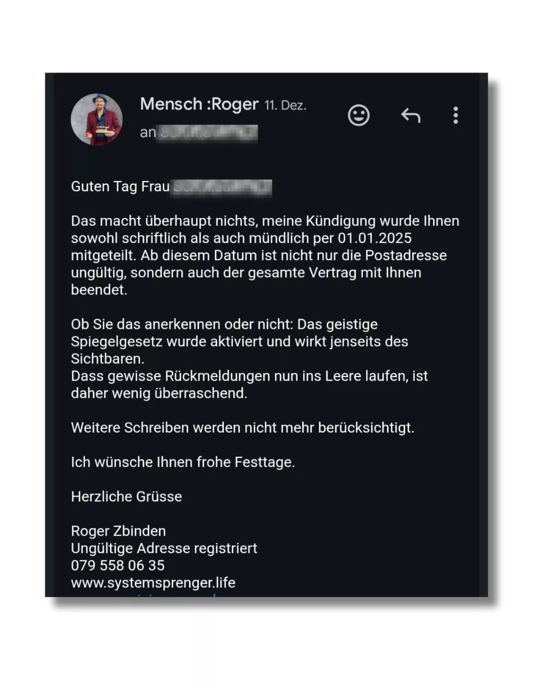 Schreiben 2 - ungültige Adresse