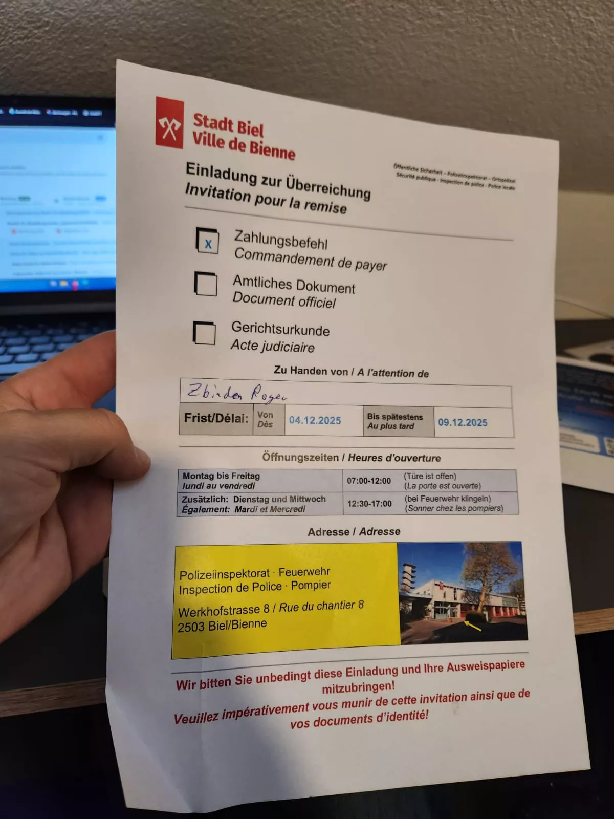 Einladung zur Überreichung