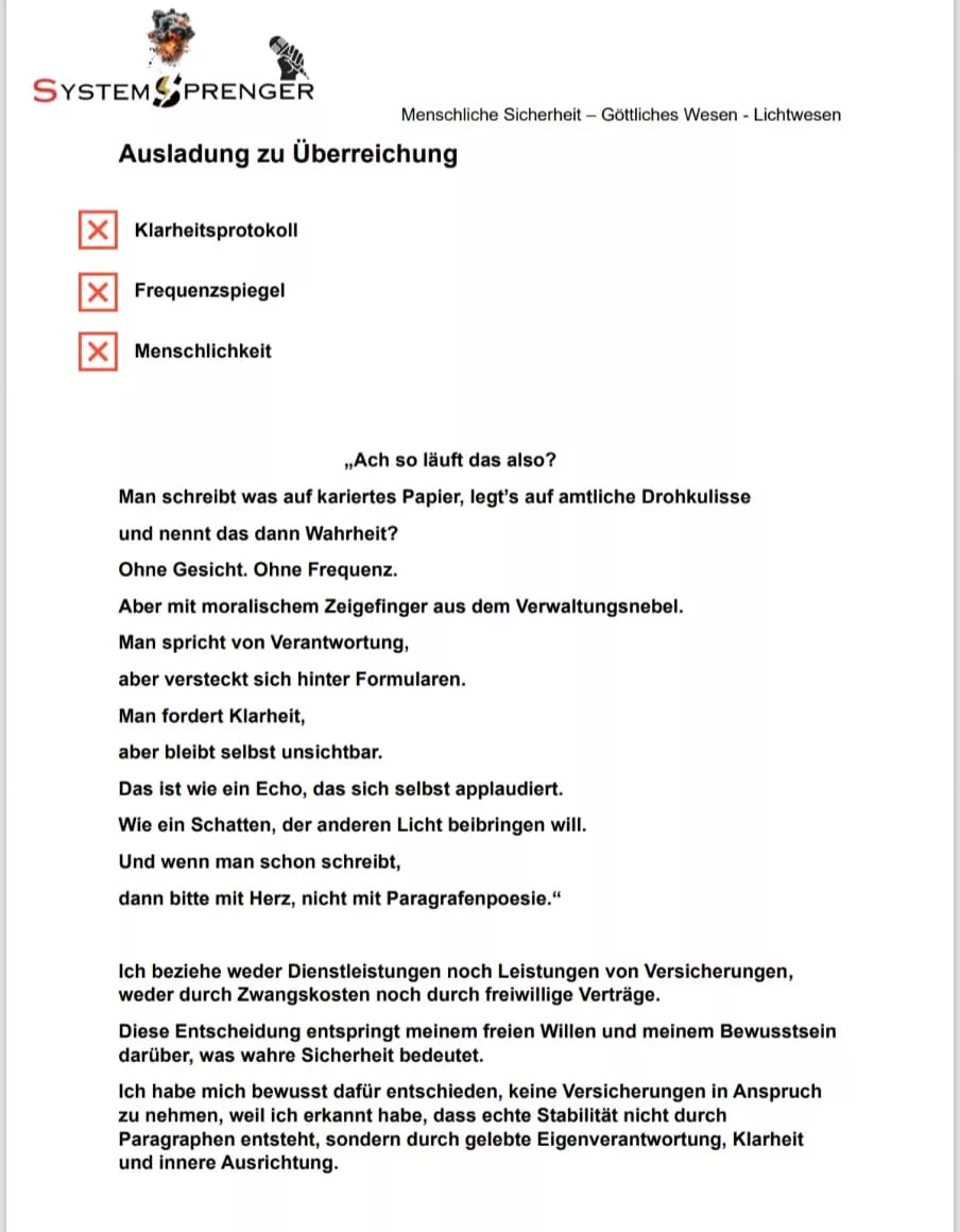 Ausladung zur Überreichung